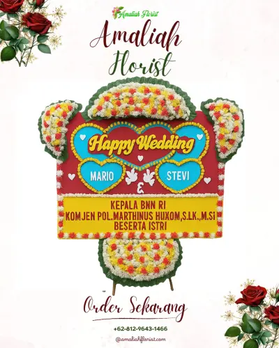 Karangan Papan Bunga Pernikahan di Blayu